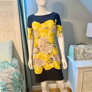 Charter Club Floral Yellow and Navy Dress